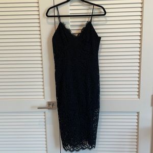 Black lace Bardot dress. New with tags